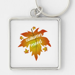 Porte-clés Typographie de l'humeur d'automne feuille d'érable