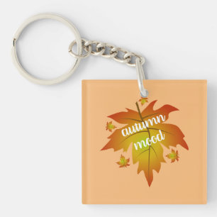 Porte-clés Typographie de l'humeur d'automne feuille d'érable
