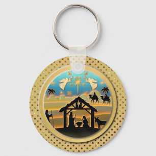 Porte-clés Typographie de Noël Rouge & Vert Motif sans coutur