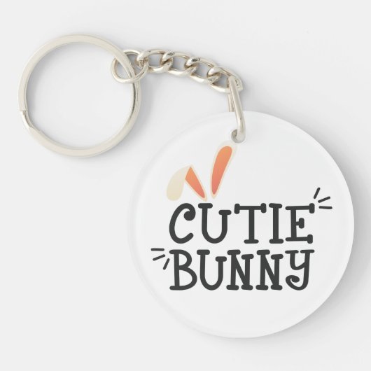 Porte-clés Typographie de Pâques de Bunny Cutie Simple | Port (Devant)