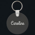 Porte-clés Typographie de script minimaliste mou Nom noir bla<br><div class="desc">Typographie de script minimaliste mou Nom Porte - clé noir blanc</div>
