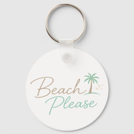 Porte-clés Typographie de script pastel Beach Please (Recto)