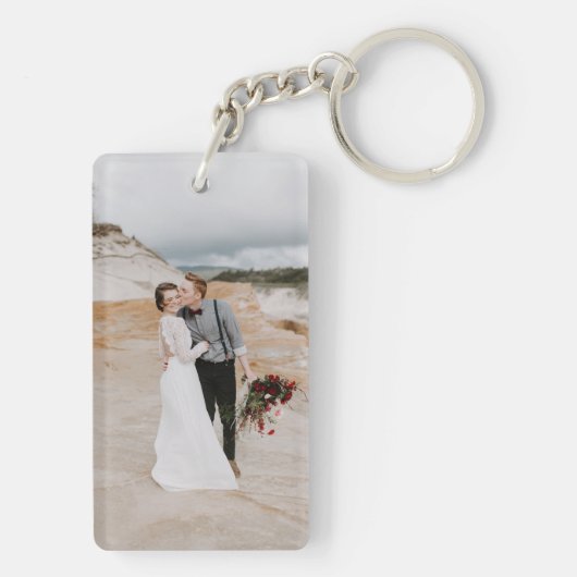 Porte-clés Typographie du script M. Mme Mariage Photo (Dos)