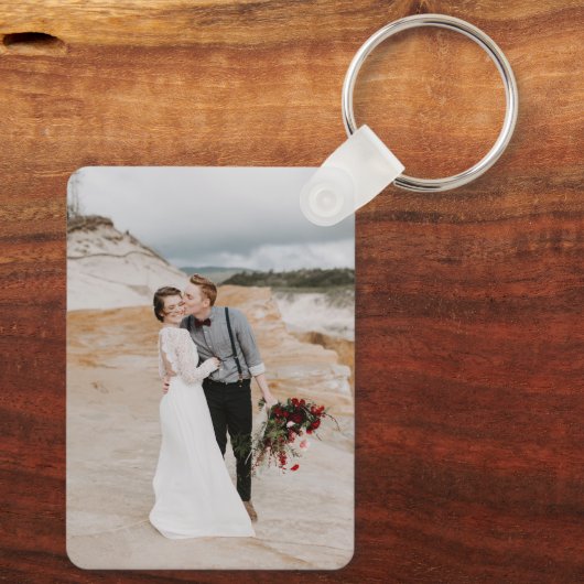 Porte-clés Typographie du script M. Mme Mariage Photo (Verso)