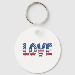 Porte-clés Typographie LOVE du drapeau américain patriotique