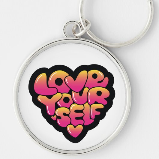 Porte-clés Typographie « Love Yourself » Autocollant en forme (Devant)