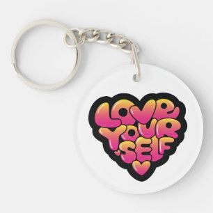 Porte-clés Typographie « Love Yourself » Autocollant en forme