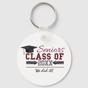 Porte-clés Typographie marron et gris Cercle clé de graduatio