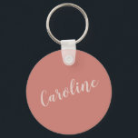 Porte-clés Typographie minimaliste de Terracotta Nom personna<br><div class="desc">Ce porte - clé de nom personnalisé minimaliste est un accessoire élégant et pratique, parfait comme une faveur de fête de mariée, un cadeau de demoiselle d'honneur, ou quotidien essentiel. L'élégante police de caractères et le design moderne en font un hôtel de caractère bien pensé pour les mariages, les anniversaires...</div>