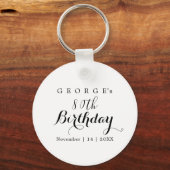 Porte-clés Typographie minimaliste Design d'anniversaire (Verso)