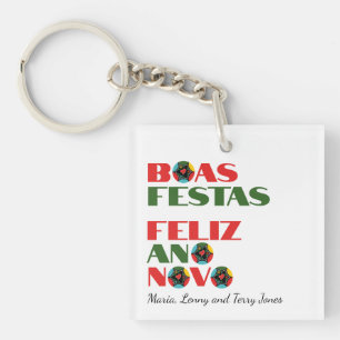 Porte-clés Typographie minimaliste Salutations de Noël portug
