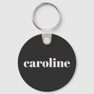 Porte-clés Typographie Moderne Nom Personnalisé Noir Blanc