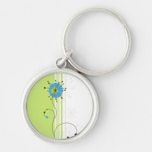 Porte-clés Typographie moderne simple à fleurs verte