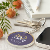 Porte-clés Typographie moderne violet or 40e anniversaire (Devant Droit)