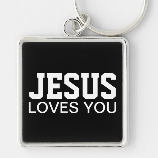 Porte-clés Typographie Motivationnelle Jésus Vous Aime (Devant)
