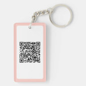 Porte-clés Typographie noire moderne Bordure rose Code QR (Dos)