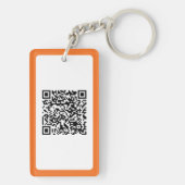 Porte-clés Typographie noire moderne Orange Bordure QR Code (Dos)