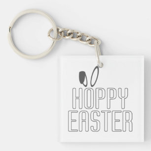 Porte-clés Typographie simple du jeu de mots de Pâques Hoppy