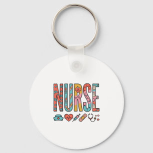 Porte-clés Typographie vintage d'infirmière icône médicale co