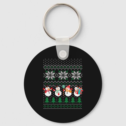 Porte-clés Ugly Christmas Xmas Tree Snowman Santa Claus New Y (Recto)