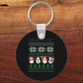 Porte-clés Ugly Christmas Xmas Tree Snowman Santa Claus New Y (Recto)