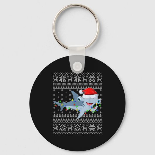 Porte-clés Ugly Sweater Xmas Lights Santa Hammerhead Shark Ch (Recto)