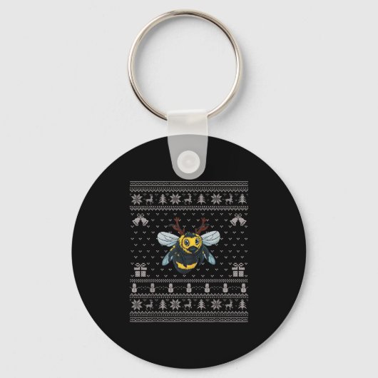 Porte-clés Ugly Xmas Sweater Style Bumble Bee Reindeer Christ (Recto)