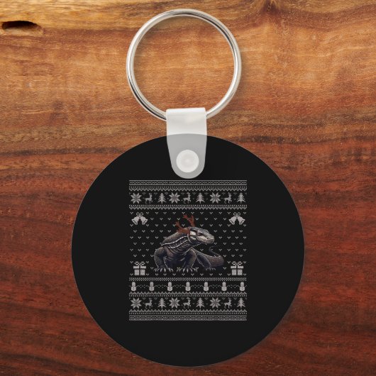 Porte-clés Ugly Xmas Sweater Style Komodo Dragon Reindeer Chr (Recto)