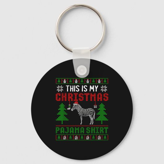 Porte-clés Ugly Xmas Sweater Zebra This Is My Christmas Pajam (Recto)