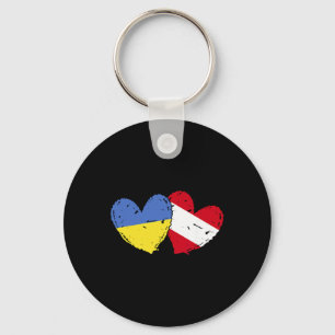Porte-clés Ukraine Autriche Cœur Drapeau Héritage Ukrainien A