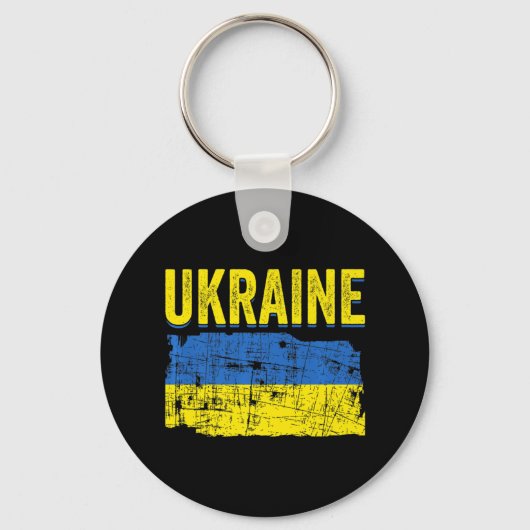 Porte-clés Ukraine Carte du Drapeau Amour Soutenez Ukrainiens (Recto)