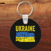 Porte-clés Ukraine Carte du Drapeau Amour Soutenez Ukrainiens (Recto)