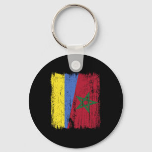 Porte-clés Ukraine Maroc Demi-Drapeau Ukrainien Marocain Patr
