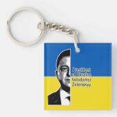 Porte-clés Ukraine Président Zelenskyy Half Portrait B&W Art (Devant)