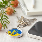 Porte-clés Ukraine, Tryzub, drapeau ukrainien / Armoiries (Côté)