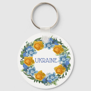Porte-clés Ukraine Ukrainienne Fleurs de couronne Foi Espoir