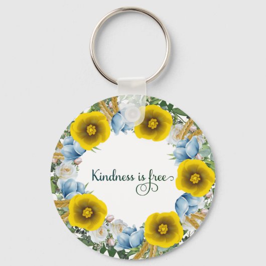 Porte-clés Ukraine Ukrainienne Fleurs de couronne Foi Espoir (Recto)