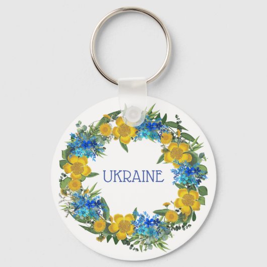 Porte-clés Ukraine Ukrainienne Fleurs de couronne Foi Espoir (Recto)