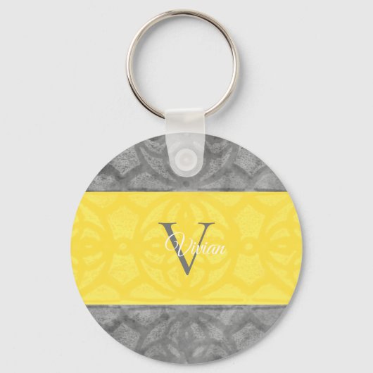 Porte-clés Ultimate Grey et illuminant Monogramme Jaune (Recto)