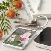 Porte-clés Ultra Durable Keychain Double-Sided Girl w Dogs (Devant droit)