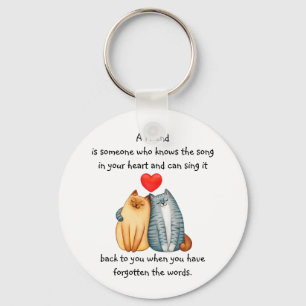 Porte-clés Un Ami Aimé Citation de chats mignons Carte
