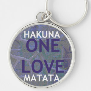 Porte-clés Un Amour Hakuna Matata Swahili Bleu Gris Abstrait
