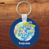 Porte-clés Un astronaute amusant dans l'espace et la bande de (Recto)