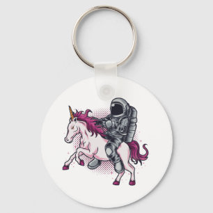 Porte-clés Un astronaute avec un Casquette de T-shirt Unicorn