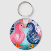 Porte-clés "Un baiser en plumes" Heureuse Sainte-Valentin (Recto)