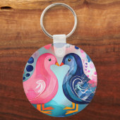Porte-clés "Un baiser en plumes" Heureuse Sainte-Valentin (Recto)