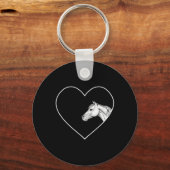 Porte-clés Un Beau Cheval Blanc Pour L'Équitation Filles Coeu (Recto)