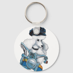 Porte-clés Un caniche blanc sur un Porte - clé de Harley "Br