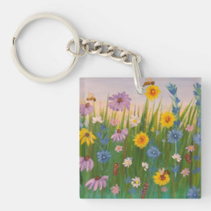 Porte-clés Un champ de fleurs sauvages