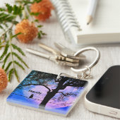 Porte-clés Un Chat Noir sur un Fil Nom de Pleine Lune (Devant Droit)